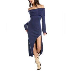 NICHOLAS KNIT OFF-THE-SHOULDER DRESS IN BLUE